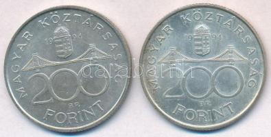 1994. 200Ft Ag "Deák" (2x) T:2 patina
