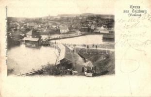 Vízakna, Salzburg, Ocna Sibiului;  Sósgyógyfürdő, a nagy zöld sós tó, fürdőház. Verlag Karl Graef / spa, lake (EK)