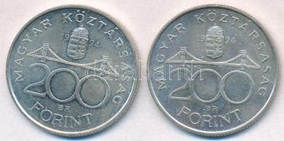 1994. 200Ft Ag "Deák" (2x) T:1-,2