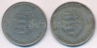 1947. 5Ft Ag "Kossuth" (2x) T:2- patina