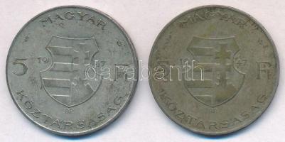 1947. 5Ft Ag "Kossuth" (2x) T:2- patina