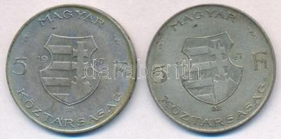 1947. 5Ft Ag "Kossuth" (2x) T:2- patina