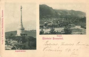 1899 Brassó, Kronstadt, Brasov; Árpád-szobor, látkép. H. Zeidner kiadása / monument, general view (EK)