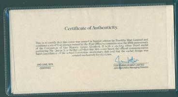 Nagy-Britannia 1978. "Erzsébet-25. koronzásási évforduló" Ag emlékérem érmés borítékon, er...