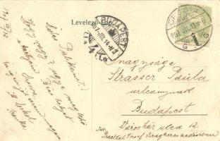 Orsova, MFTR Margit oldalkerekes gőzhajó a kikötőben. hölgyes montázslap / Hungarian passenger steam...