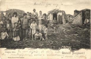 Munkács, Mukacheve, Mukacevo; Cigány tábor, folklór. Bertsik Emil kiadása / Gypsy camp, folklore (EK)