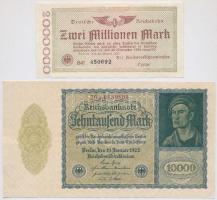 Németország / Weimari Köztársaság 1922. 10.000M + 1923. 2.000.000M (2xklf) + 10.000.000M + Birodalmi...