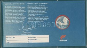 Hollandia 1978. "1958-1978. Martinair" Ag emlékérem érmés borítékon, eredeti díszcsomagolá...