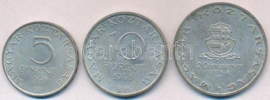 1948. 5Ft Ag "Petőfi" + 10Ft Ag "Széchenyi" + 20Ft Ag "Táncsics" - &qu...