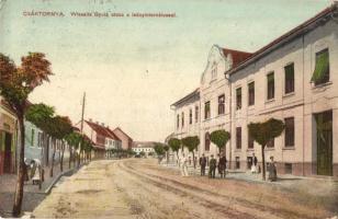 Csáktornya, Cakovec; Wlassits Gyula utca, Leányinternátus. Fischel Fülöp (Strausz Sándor) kiadása / street view, girl boarding school + K.u.K. Militärzensur Varazdin 6. (EK)