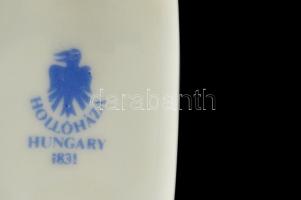 Hollóházi porcelán "Tiszafüred" kulacs, hibátlan, jelzett + nagy porcelán palack, hibátlan...