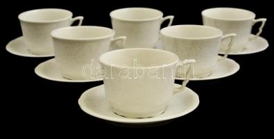 Zsolnay fehér virágmintás porcelán teás csésze + alj, 2x6 db, matricás, jelzett, hibátlan