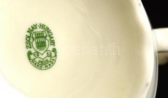 Zsolnay fehér virágmintás porcelán teás csésze + alj, 2x6 db, matricás, jelzett, hibátlan