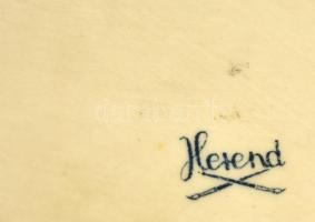 Herendi virág mintás tálka, kézzel festett, jelzett, kopott aranyozás, 10×10 cm