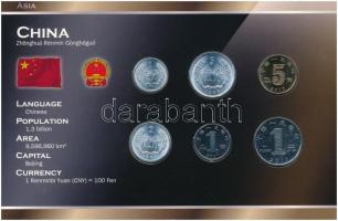 Kína 1991-2011. 1f-1Y (6xklf) forgalmi sor szettben, papírtokban T:1,1-  China 1991-2011. 1 Fen - 1 Yuan (6xdiff) coin set in paper case C:UNC,AU