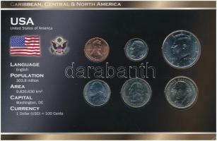 Amerikai Egyesült Államok 1989-2010. 1c-1$ (6xklf) forgalmi sor szettben, papírtokban T:1,1-  USA 1989-2010. 1 Cent - 1 Dollar (6xdiff) coin set in paper case C:UNC,AU