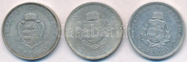 1935. 2P Ag "Pázmány" + 2P Ag "Rákóczi" + 1936. 2P Ag "Liszt Ferenc" T...