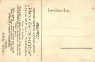 Salvator sör reklámlap. hátoldalon meghívó Táncos Salvator estélyre / beer advertisement card, invit...