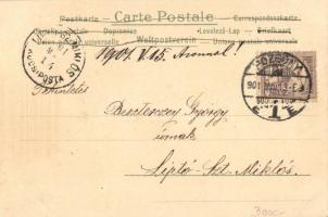 1901 Angels. Art Nouveau litho greeting card