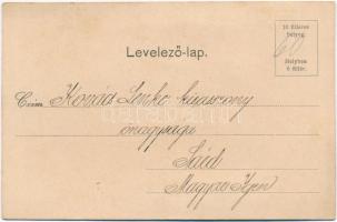 Art Nouveau selyem-üdvözlőlap hímzett virágokkal. Szabadalom és kiadótulajdonosok W. Gy. és B. D. S....