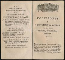Kováts Ferenc Xaver (1743-1810): Tentamen Publicum, ex Theologia Morali. Quod Auctoritate, et Munifi...