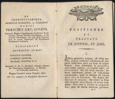 Kováts Ferenc Xaver (1743-1810): Tentamen Publicum e Theologia Morali, Quod Auctoritate, et Munifice...