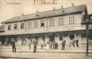 Székelykocsárd, Lunca Muresului; Vasútállomás, vasutasok / railway station, railwaymen / Bahnhof (EK)