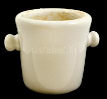 Drasche porcelán patika mozsár törő nélkül, jelzett, kopásnyomokkal, m: 13 cm