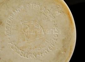 Drasche porcelán patika mozsár törő nélkül, jelzett, kopásnyomokkal, m: 13 cm