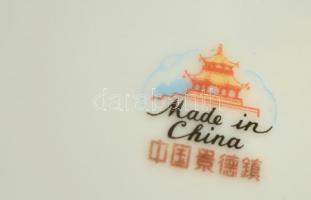 Kínai jelzett teás csésze és alj ( 6db), matricás, hibátlan