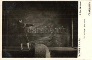 8 db régi képeslap fotólapon a Morus Tamás című darab jeleneteiről, színészek neveivel / 8 pre-1945 ...