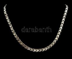 Ezüst(Ag) négyszögletes szemű nyaklánc, jelzett, h: 41 cm, nettó: 13,3 g