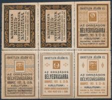1921 Országos bélyegvásár levélzáró hatostömb, okker