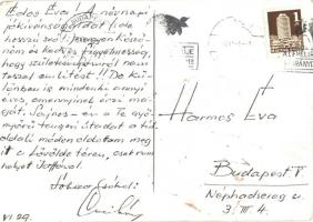 Bathtub as a sailing boat, waiter. Humorous modern postcard (EK)