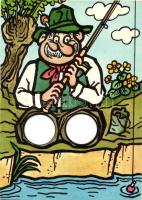 3 db modern "ujjbedugós" humoros képeslap / 3 modern humorous postcards with holes for thu...