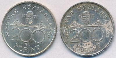 1992-1993. 200Ft Ag "MNB" (2x) T:2 patina