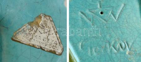 Gorka Géza (1894-1971): Könyvtámasz, mázas kerámia, jelzett, restaurált, m: 17 cm