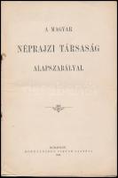 1896 Magyar Néprajzi Társaság Alapszabályai. Bp., 1896, Hornyánszky Viktor-ny., 8 p.+1 t. Papírkötés, szakadozott.