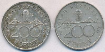 1992-1994. 200Ft Ag "MNB/Deák" (2x) T:2,2- patina