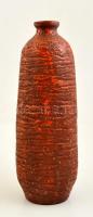 Tófej retró mázas kerámia padlóváza, jelzett (R), apró máz hibával, m: 42 cm
