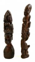 Faragott afrikai fa bennszülött figurák, kis hibákkal, m:26-30 cm