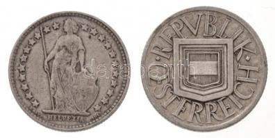 Vegyes: Ausztria 1926. 1/2Sch Ag + Svájc 1913. 1/2Fr Ag T:2,2- Mixed: Austria 1926. 1/2 Schilling Ag + Switzerland 1913. 1/2 Franc C:XF,VF