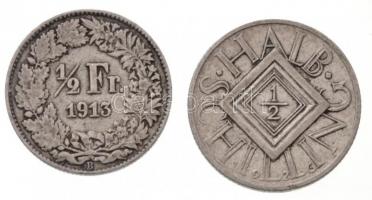 Vegyes: Ausztria 1926. 1/2Sch Ag + Svájc 1913. 1/2Fr Ag T:2,2-
Mixed: Austria 1926. 1/2 Schilling A...