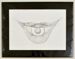 Czibor Ildikó (1969- ): Látó száj, ceruza, papír, jelzett, paszpartuban, 21×29,5 cm