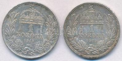 1914KB-1915KB 1K Ag "Ferenc József" (2xklf) T:2 patina