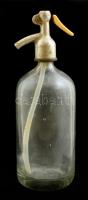 Régi szódásüveg, kopásnyomokkal, m: 31 cm