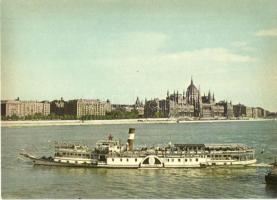 Budapest V. Országház - 3 db modern képeslap gőzhajókkal (Úttörő, Ifjúgárda, Szabadság)