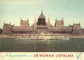 Budapest V. Országház - 3 db modern képeslap gőzhajókkal (Úttörő, Ifjúgárda, Szabadság)