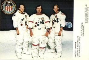 7 db modern űrhajós motívumlap, Holdra szállás, amerikai asztronauták / 7 modern astronautics motive cards: Lunar landing, Apollo-16 American astronauts