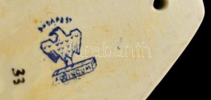 Aquincumi porcelán kisfiú nyuszival, kézzel festett, jelzett, hibátlan, m: 12 cm